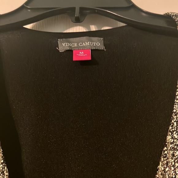 Vince Camuto Shimmer Foil Double Layer Hem Blouse. NWT. Size M. Rich Black. New! - Picture 5 of 8